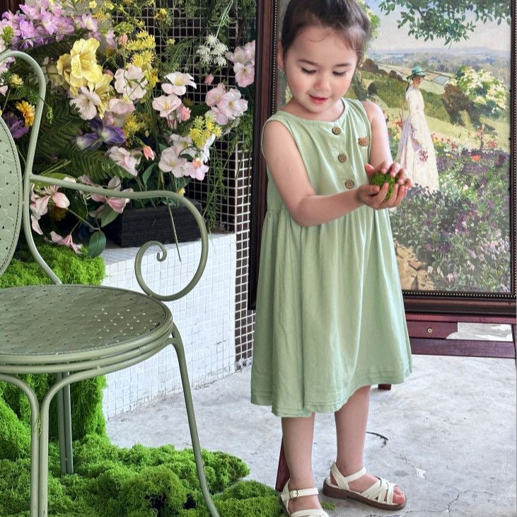 D221 New summer 2025 princess girl stylish vest sleeveless dress baby girl summer small fresh dress