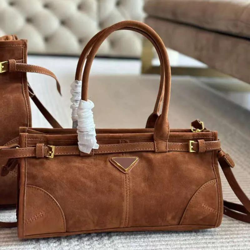Free Shipping Suede Brown Shoulder Womens Designer Totes Bag Soft Leather Handbag Casual Mens New Tote