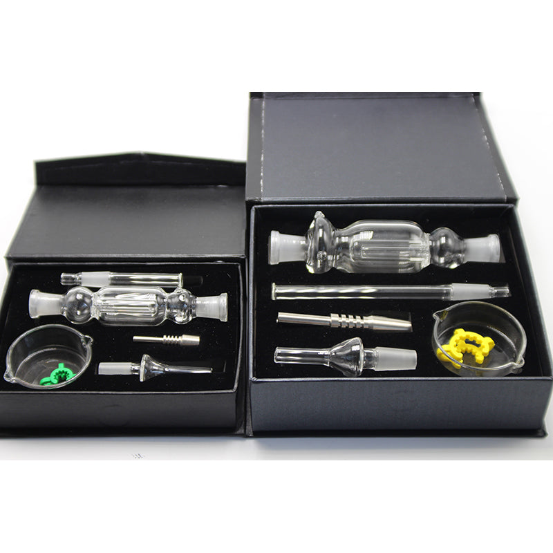 Glassvape666 NC002 Gift Box Dab Rig Nectar Collector Glass Bong Smoking Pipes 10mm 14mm Borosilicate Tip Mouthpiece Wax Dish Clip Water Perc Bubbler