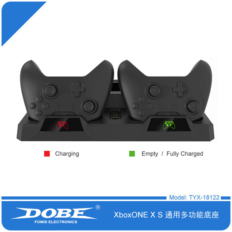 for Xbox One- X- Slim Gamepad Charge Base Multi-Function Cooling Fan Charging Base Dual Charger Dock with LED Light Game Parts