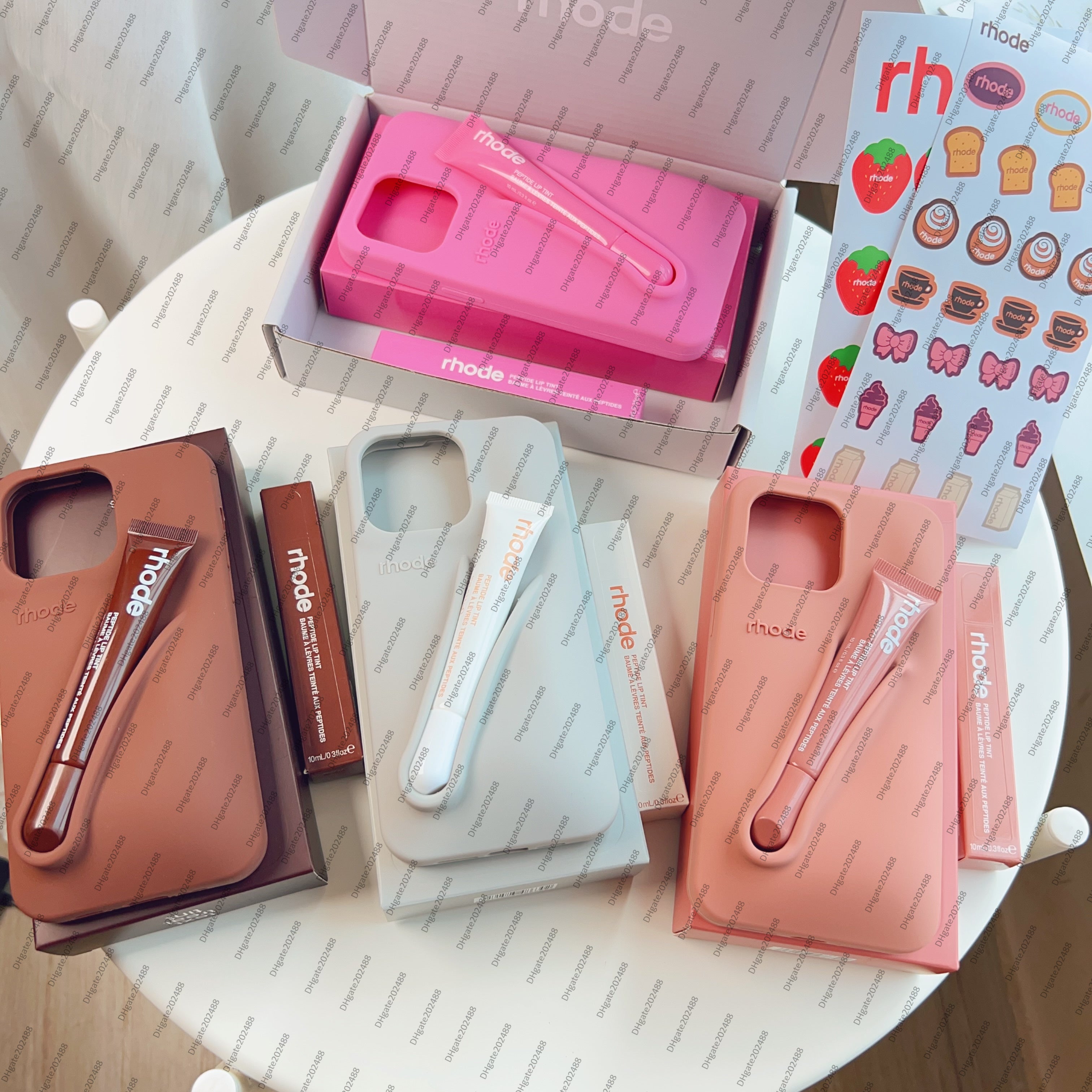 Rhode case Lipstick Portable Case Design Lip Gloss Lipstick Lip Balm 3D Make-Up Silicone Phone Case for iPhone 16 plus 15 14 13 12 Pro Max Holder Co