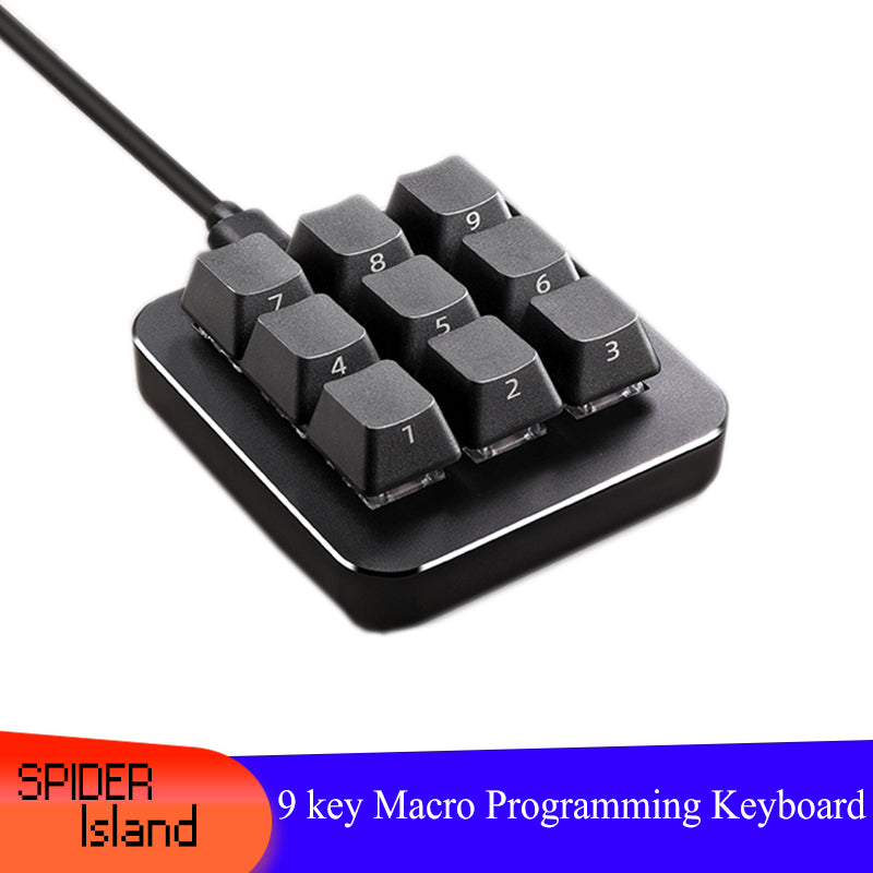 9 key One-Handed Mechanical Keyboard with 9-key Macro Multifunctional Programming Self setting by software