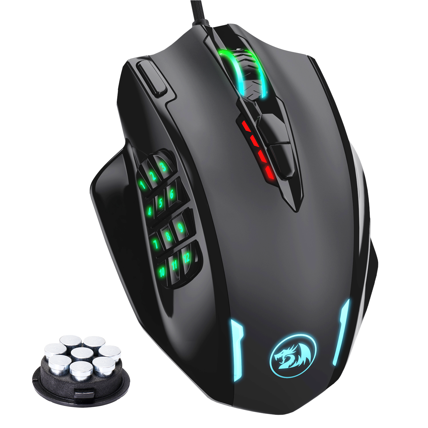 n IMPACT M908 Wired Laser Gaming Mouse 12400 DPI with 19 Programmable Buttons and RGB LED High Precision for MMO