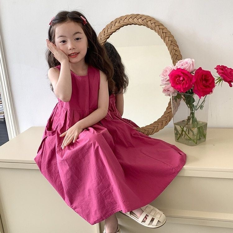 D33 Girls dress 2025 new style fashionable sleeveless princess style summer children baby Korean version casual vest skirt