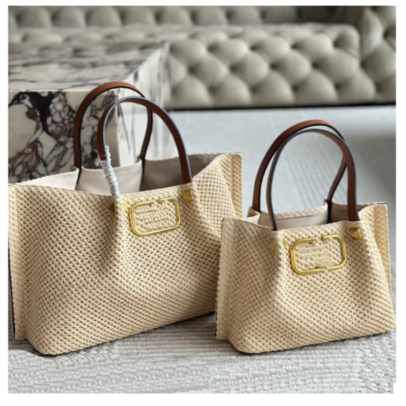 Top High Luxurys Raffias Designer Tote Bag rivet large shop purse and handbag lady weave Beach bag Womens mens travel crossbody clutch Straw Shoulde
