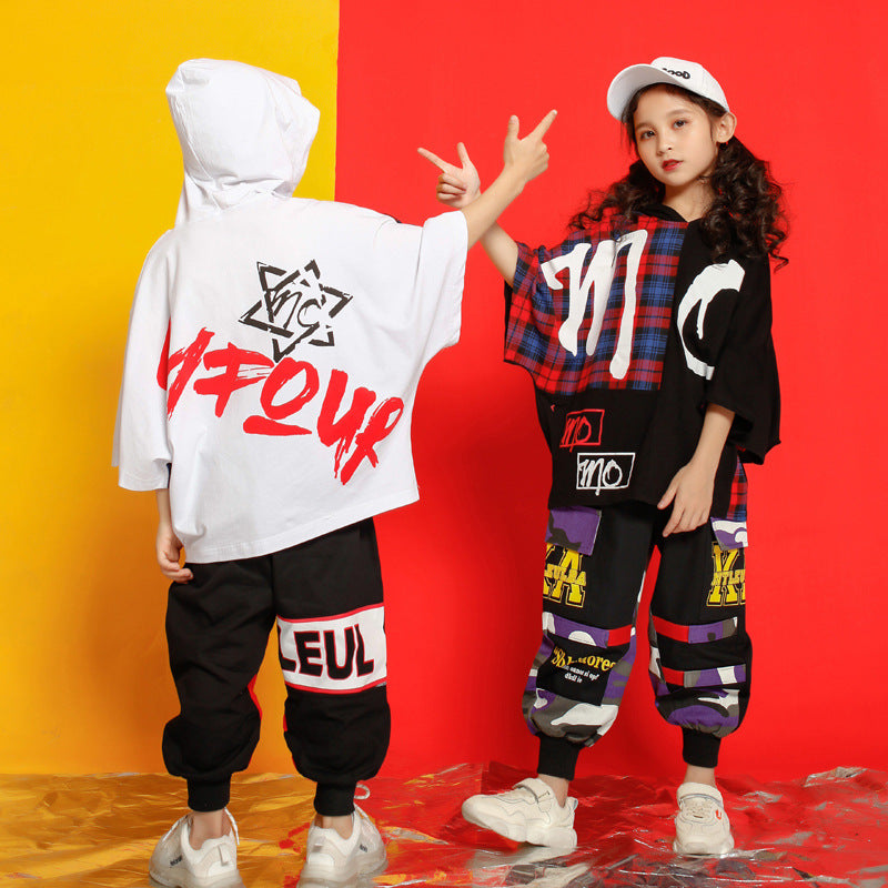 Streetwear Fashion Suits Boys Elastic waist Trousers Girls Hoodie Hip hop Childrens Clothing Casual Raglan sleeves Sweatshirts
