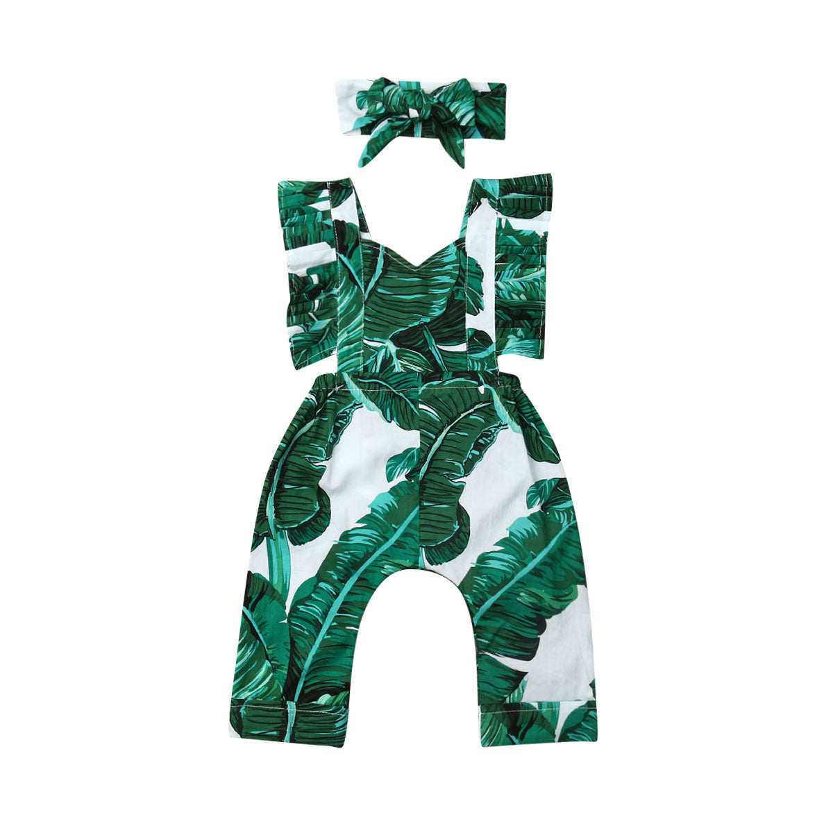 Lovely Newborn Infant Baby Girl Rompers Short Sleeve Floral Print Ruffle Romper Jumpsuit+Headband Outfit