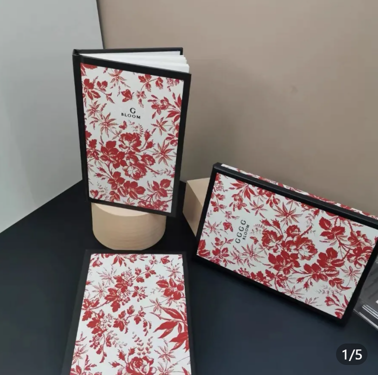 Luxury Office flower print pattern notebook Business A5 red floral print style collection notebook comes with gift box pattern Teacher&#039;s Day gi
