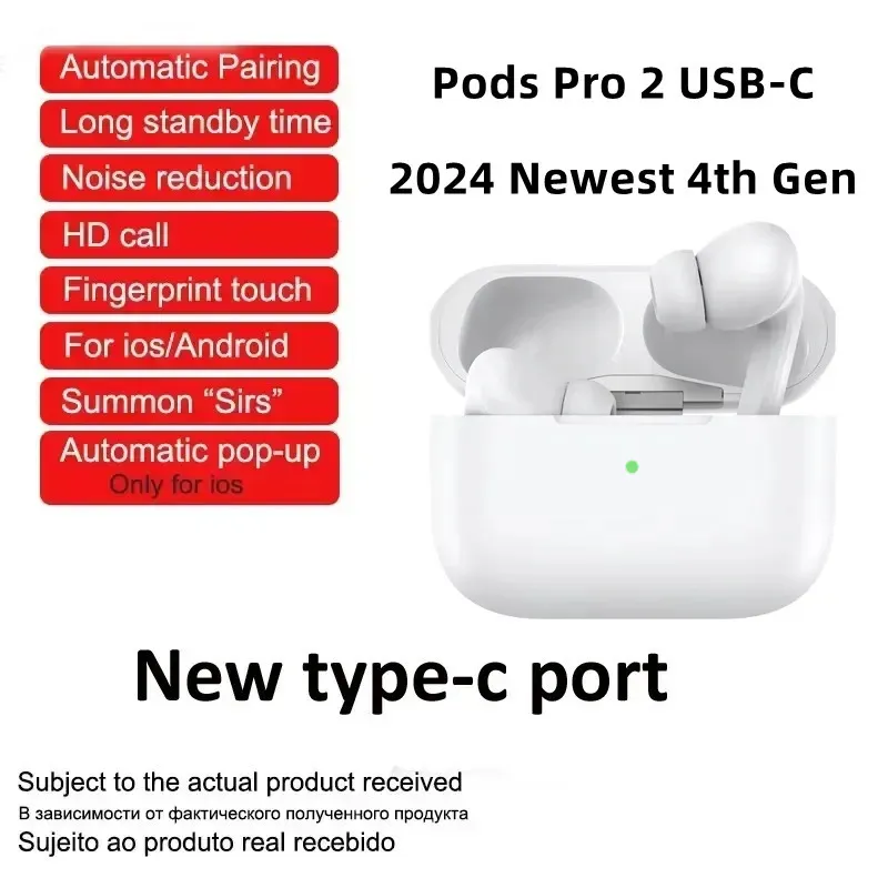 Factory Hot Sale NEW Pods 4th gen Pods Pro 2 With ANC USB C charging TWS Earphones Wireless Headphones Active Noise Cancellation Pods 2nd Bluetooth