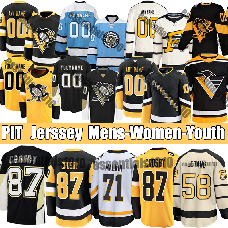 New #87 Sidney Letang Crosby hockey jersey pittsburgh jersey Kris Erik Karlsson #58 penguin Letang A Hockey Jerseys