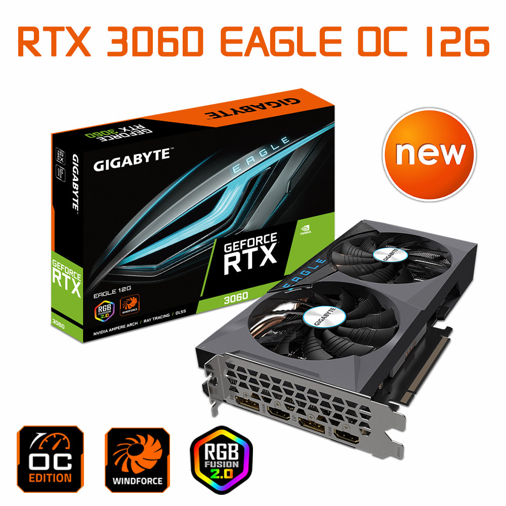 GDDR6 Gigabyte GeForce RTX 3060 EAGLE OC 12G LHR Graphics RTX 3060 Dual Fan HDCP 192Bit 15000MHz RTX 3060 Gaming Video Card New