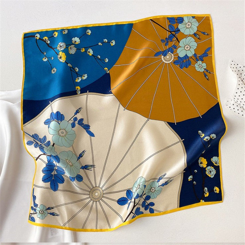 Scarves Mulberry Womens Silk Small Square Towel Suit Color Matching All-Matching Spring and Autumn Scarf French Retro Hair Band No.