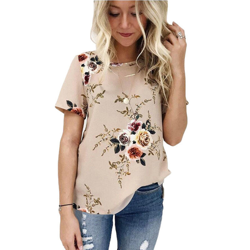 Blackday Women Summer Print Blouses 2021 Short Sleeve Blusas Casual Harajuku Chiffon Tee Shirts Femme Boho Tee Tops Poleras De Mujer