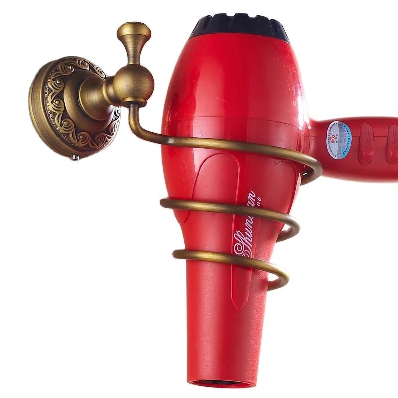Bathroom Shelves Antique Brass Wall Mount Hair Dryer Rack Holder washroom accessories