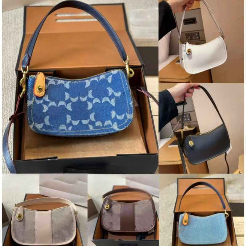 Retro denim Women Shoulder Underarm Bags Designer Swinger Casual Solid Color Small Handbags Ladies Fashion Shoulder Bags