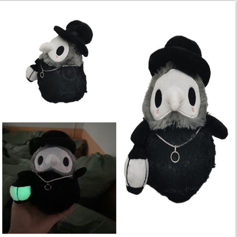 20cm Cute Plague Doctor Beak Plush Toys Soft Cartoon Animal Stuffed Dolls Halloween Luminous Plush Dolls Christmas Gifts For Kid