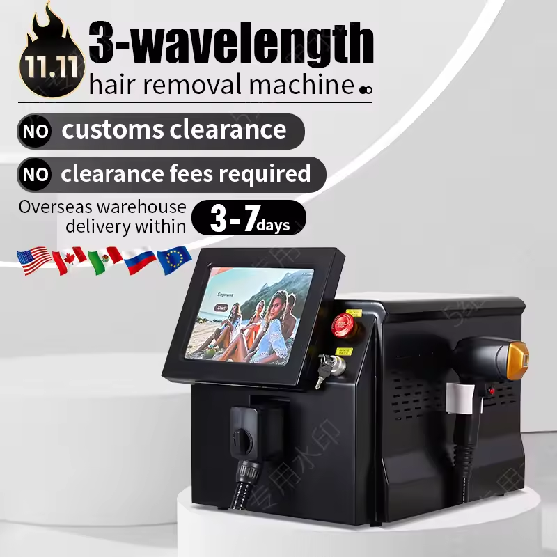 Alexandrite Laser Hair Removal Diode Epilator Permanent Painless Cooling Head Ice Platinum Body Depilation Machine