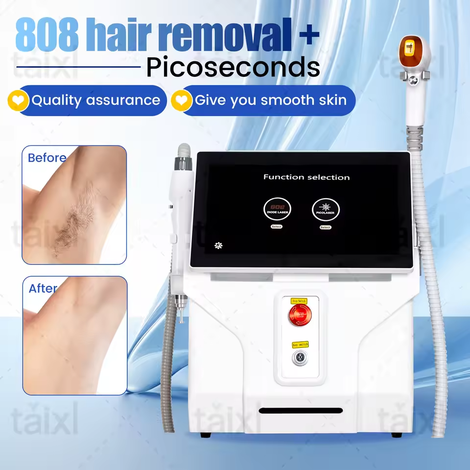 Diode Laser Freezing Point Painless Hair Removal Picosecond Laser 532 1220 1064 755 Tattoo Removal Two In One Machine