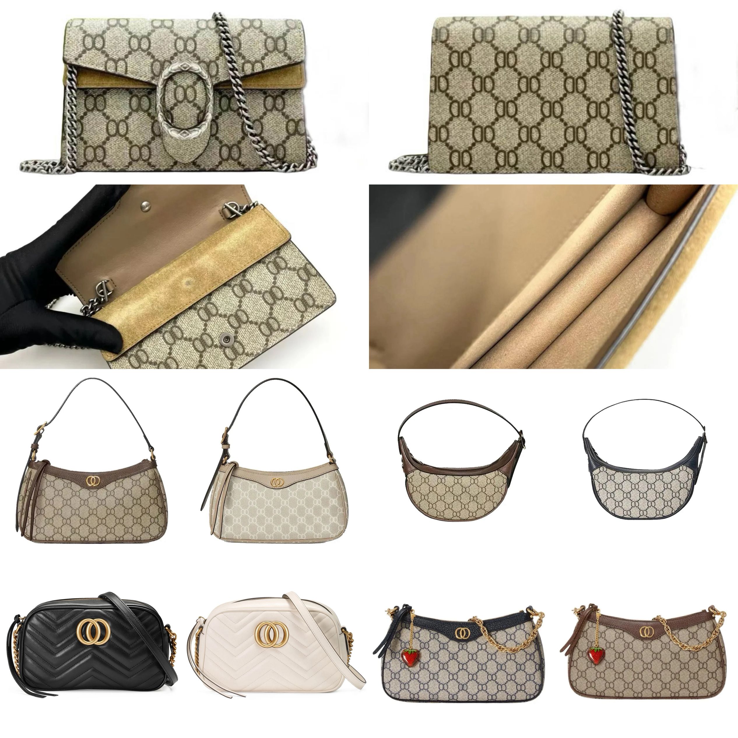 womens card holder wallet tote 12A quality designer chain women shoulder Black red white crossbody bag handbag bags