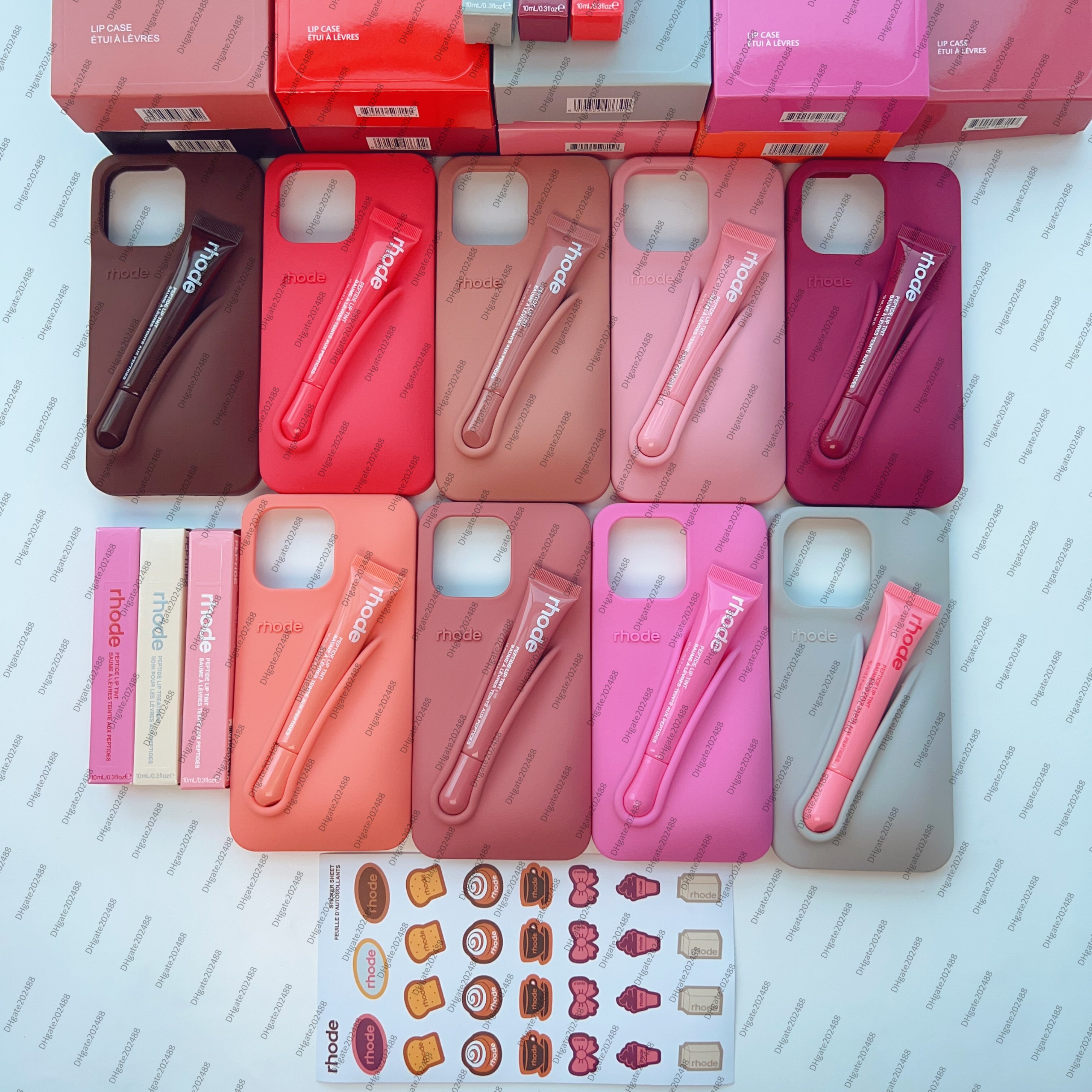 rhode phone case Minimalist Solid Color Rhode Soft Silicone Case For iPhone 15 16 14 PIus 11 13 12 Pro Max Can Be Installed With Lipstick Back Cover