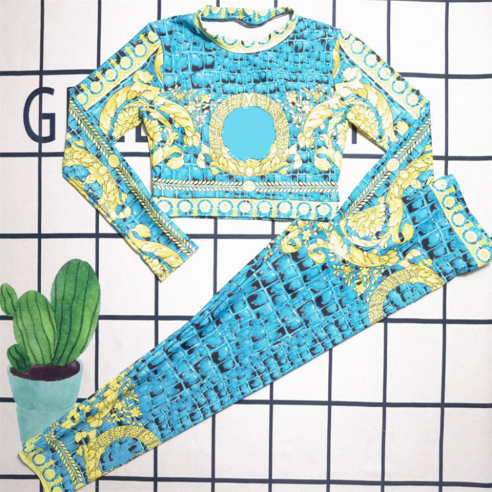 Women&#039;s Activewear 2-Piece Set Breathable Long Sleeve Sports Top with Elastic Waist Trousers High Stretch Yoga Leggings Sets for Gym Training J