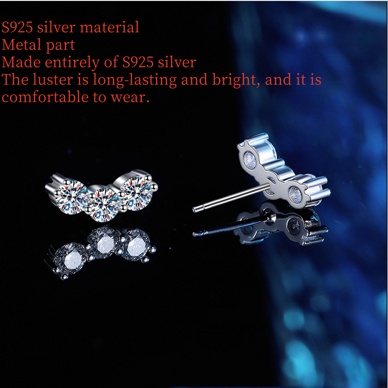 S925 pure silver morganite smiling stud earrings for women. Simple and versatile ear stud. Elegant and suitable for work, a shining accessory for yo