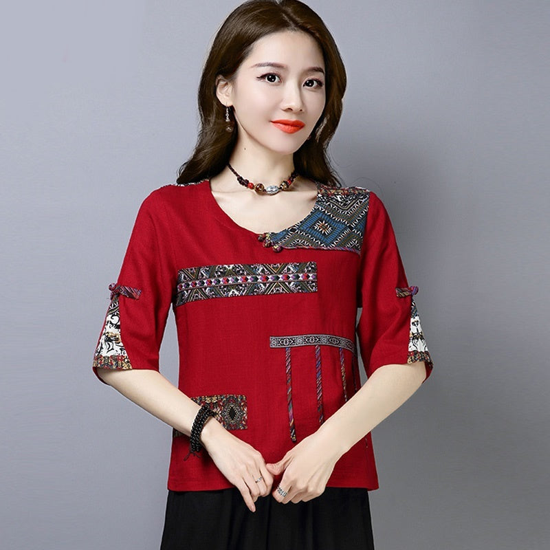 Traditional Chinese Clothing For Womens Tops And Blouses Linen Shirt Oriental Female Cheongsam Top China Clothing 11245
