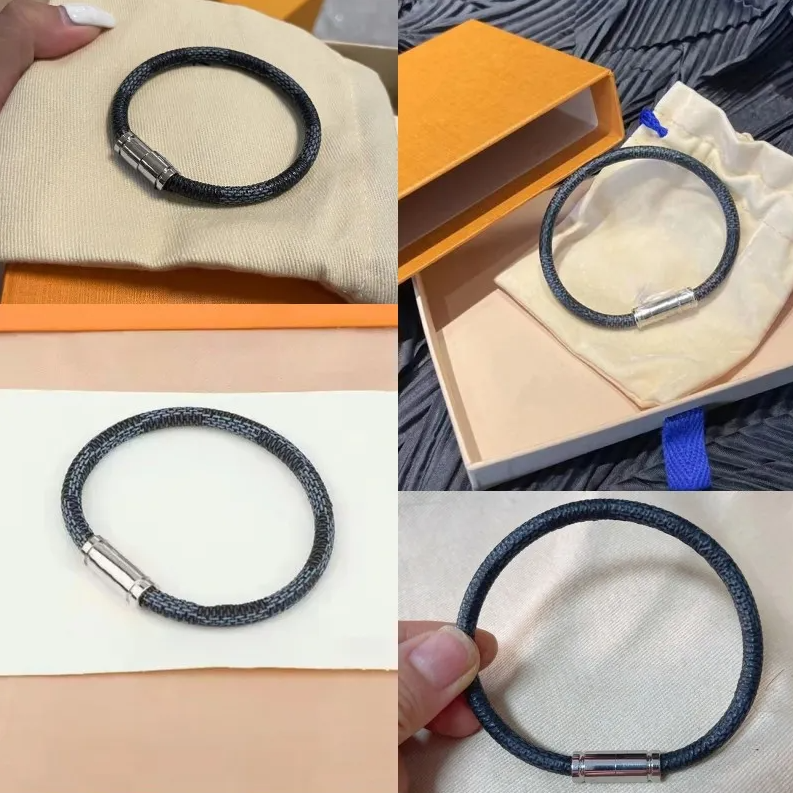 Leather cord magnetic buckle letter v charm bracelets designer jewellery luxury bangles for mens womens bijoux cjewelers original packaging