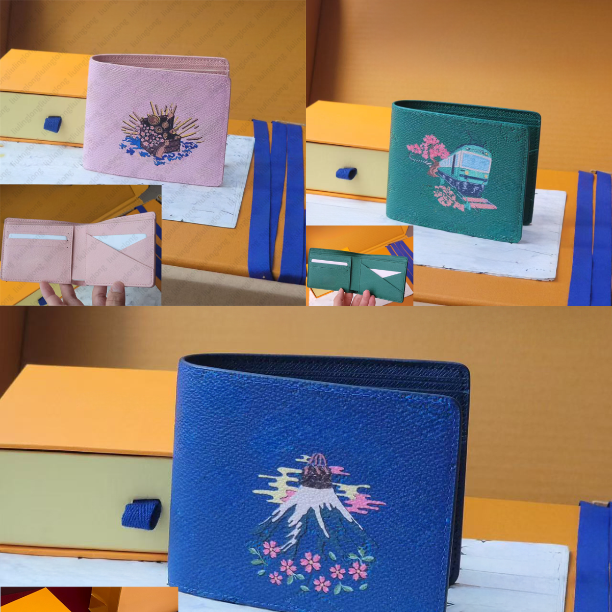 slender wallet pocket organizer designer wallet men women flower card holder high quality luxury bags key pouch fashion card holder money clip coin