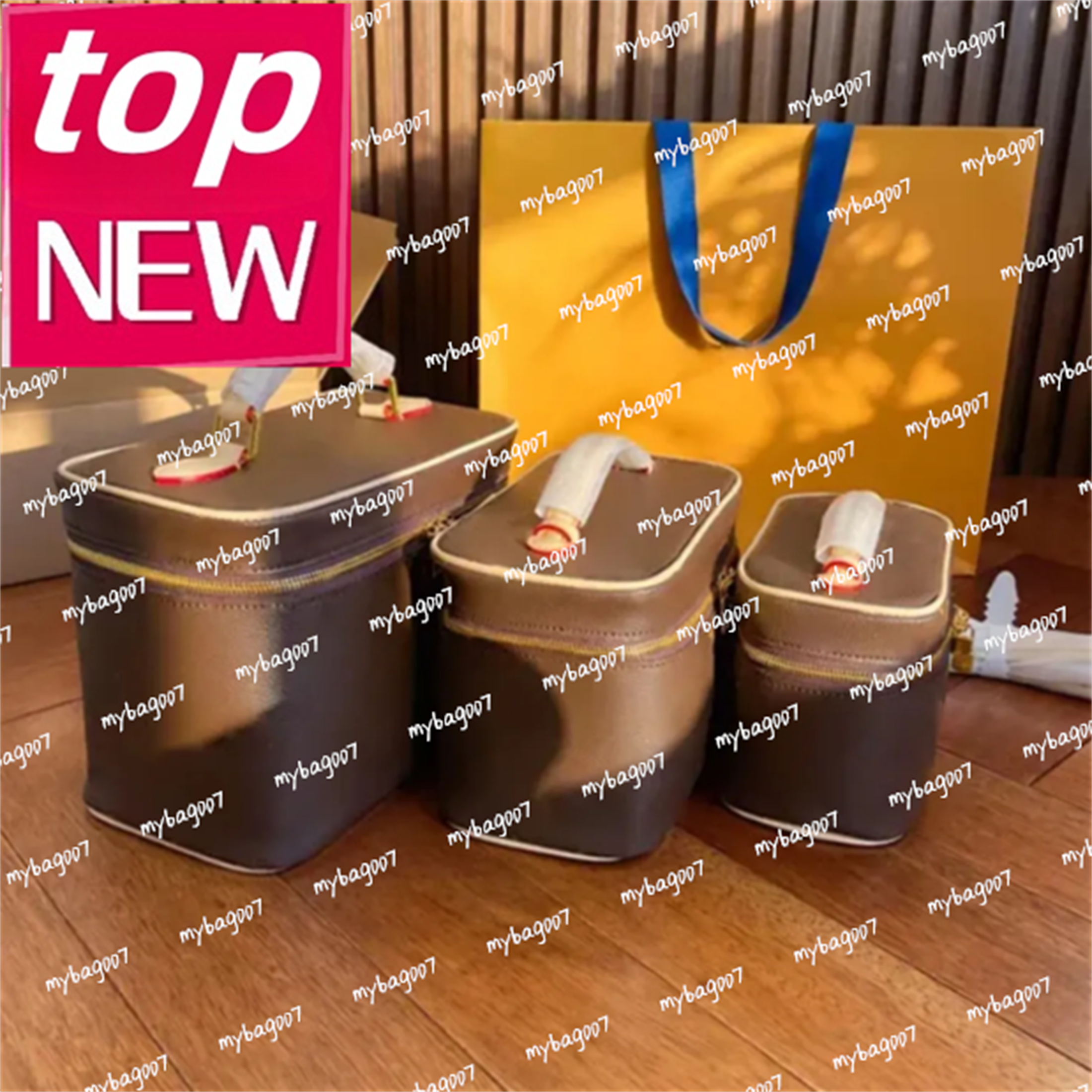 Nice Vanity Makeup Designer Bag for Womens Luxury Handbag Leather Make Up Toiletry Clutch Bags Cross Body Shoulder Totes Cosmetic Wash Bag purses wa