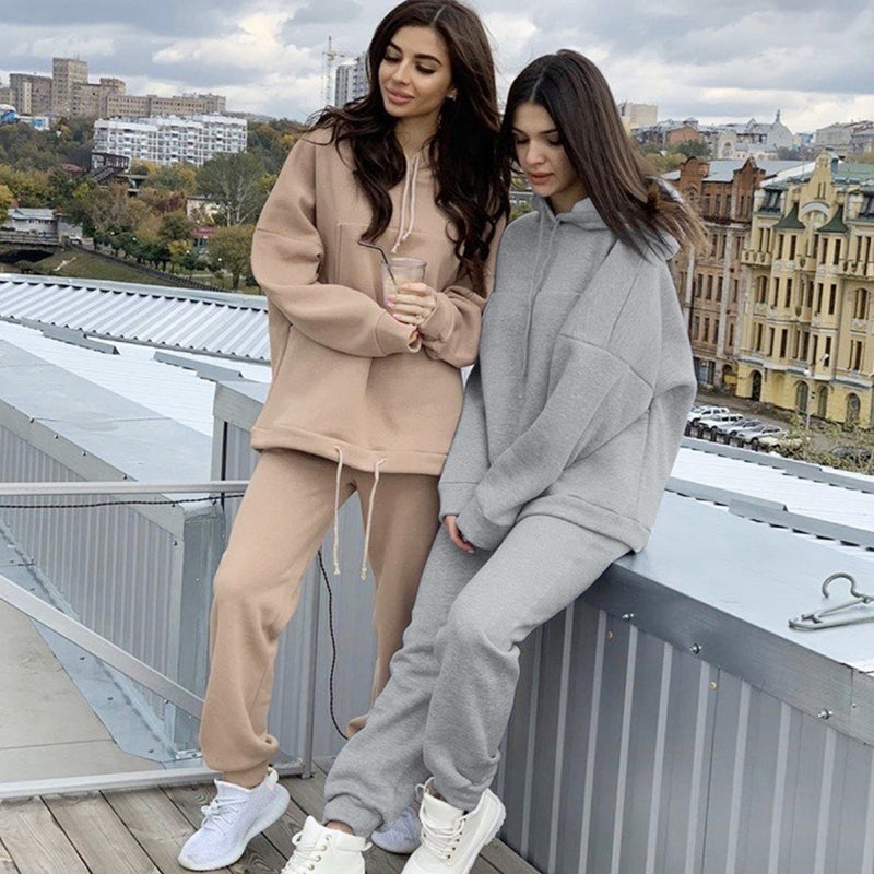 Yueyna Two Piece Set Outfits Autumn Womens Tracksuits Oversized Hoodie And Pants Casual Sport Winter Woman pcs Suit