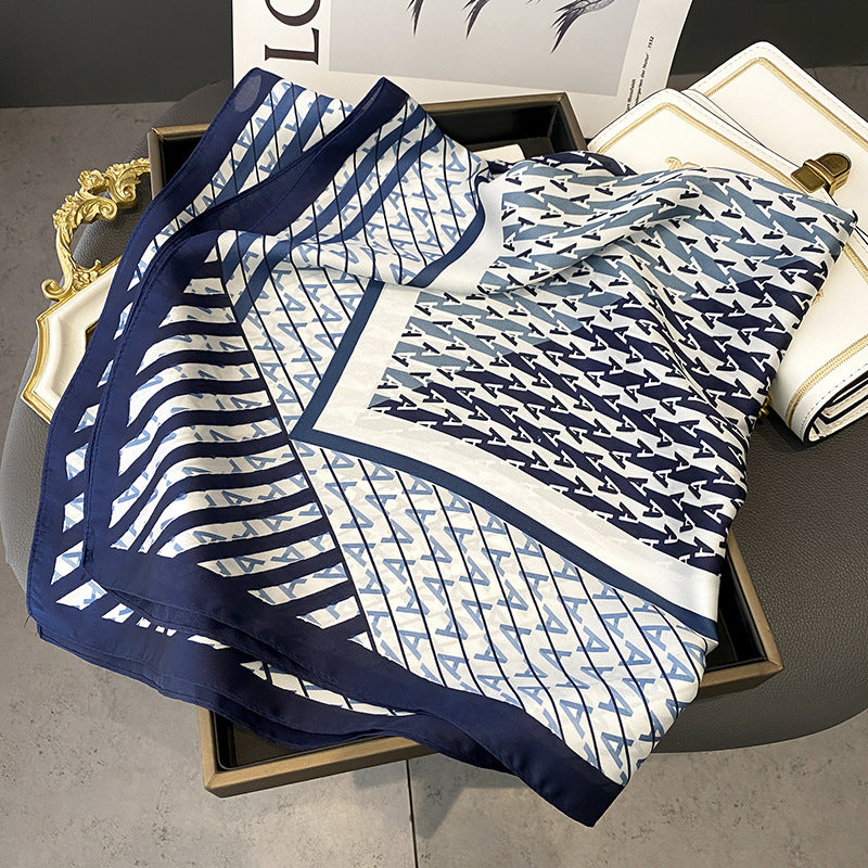 Scarves Retro National Style Yellow Floral 70cm Artificial Silk Medium Kerchief to Give Mom Scarf Elegant Scarf Womens Shirt