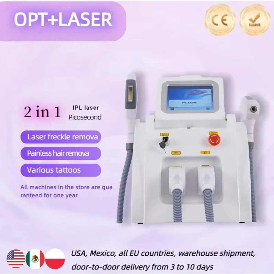 2025 latest 2 in 1 IPL - OPT - Elight ND-YAG Laser Tattoo Removal Painless Permanent Hair Removal Beauty Machine