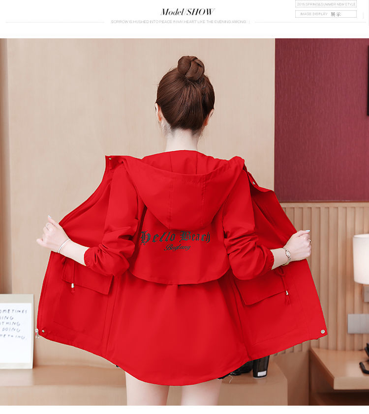 Fashion Windbreaker Women&#039;s Coat Autumn Long Sleeve Hooded Pocket Zipper Jacket Female Outerwear Plus Size