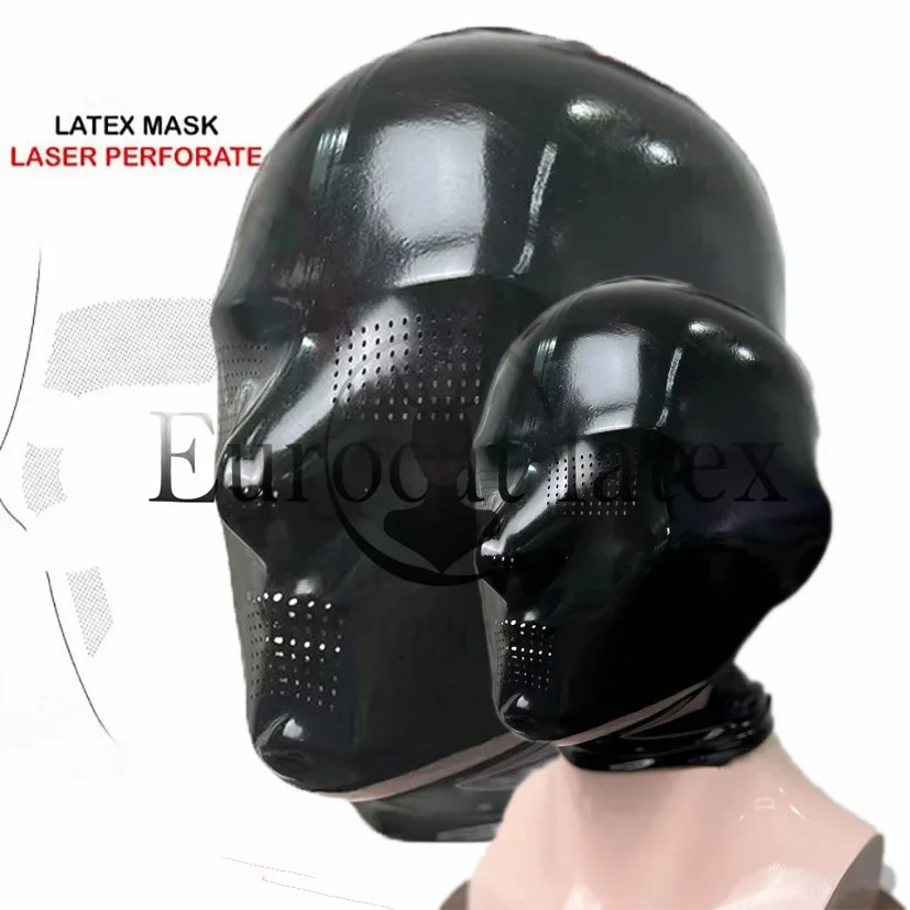 Latex Mask Rubber Hood Fetish black full face Mask Latex fashion micropore design high quality rubber chlorinated clubwear cosplay wear