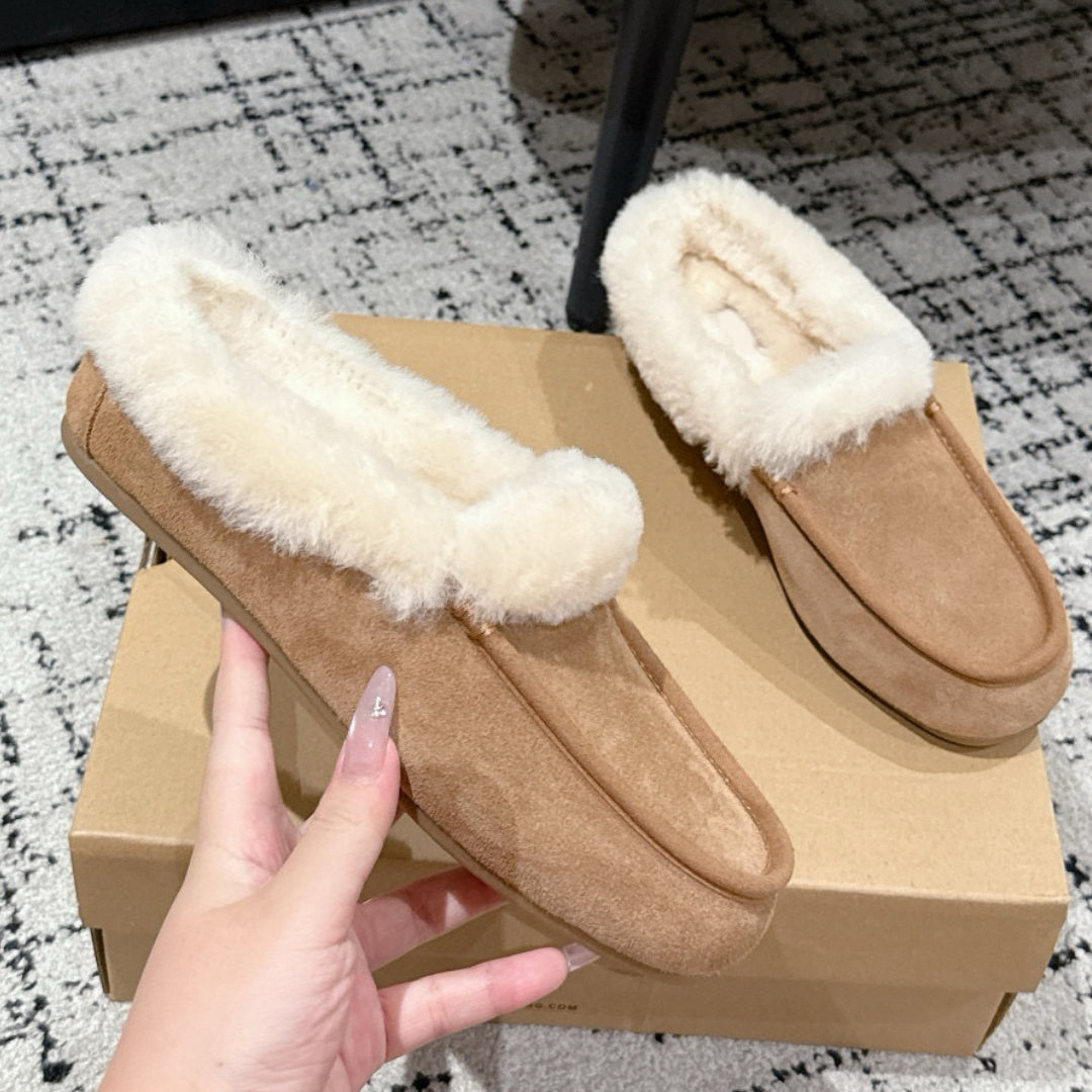 (Order by pic in opt, not by desc) Women's Men's Flat Terry Half Slippers Warm Footwear for Indoor Light Outdoor Use