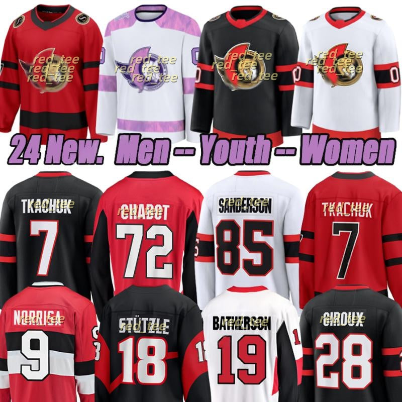 #7 Tkachuk C #28 Giroux A #18 Stutzle ottawas senator jersey Jake Sanderson Thomas Chabot Linus Ullmark Hockey Jerseys