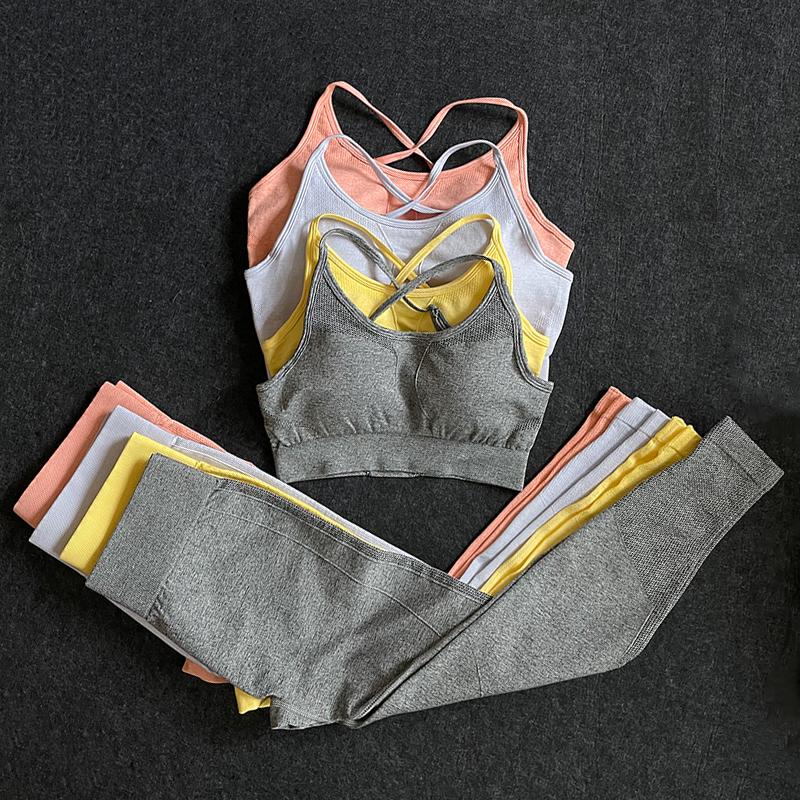 gym sport set women fitness seamless yoga set push up sports bra high waist leggings workout clothes outfit gym womens sports