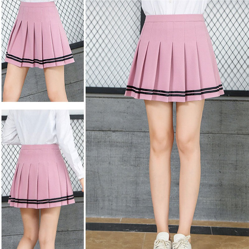 Blackday Hot Women Pleated Short Skirt Lolita Style Harajuku Kawaii Sweet Striped Skirts Mini Cute School Uniforms Saia Faldas Ladies New