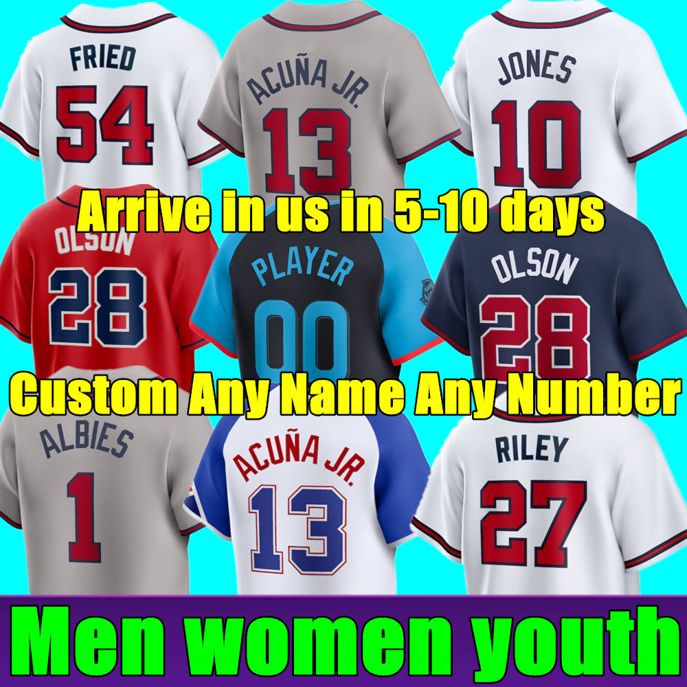 2024 S-4XL City Connect Jersey Ronald Acuna Jr. MATT OlSON JORGE SOlER DEiON SANDERS AUSTIN RIlEY BRAVE OZZIE ALBIES JONES Men Women Youth Baseball