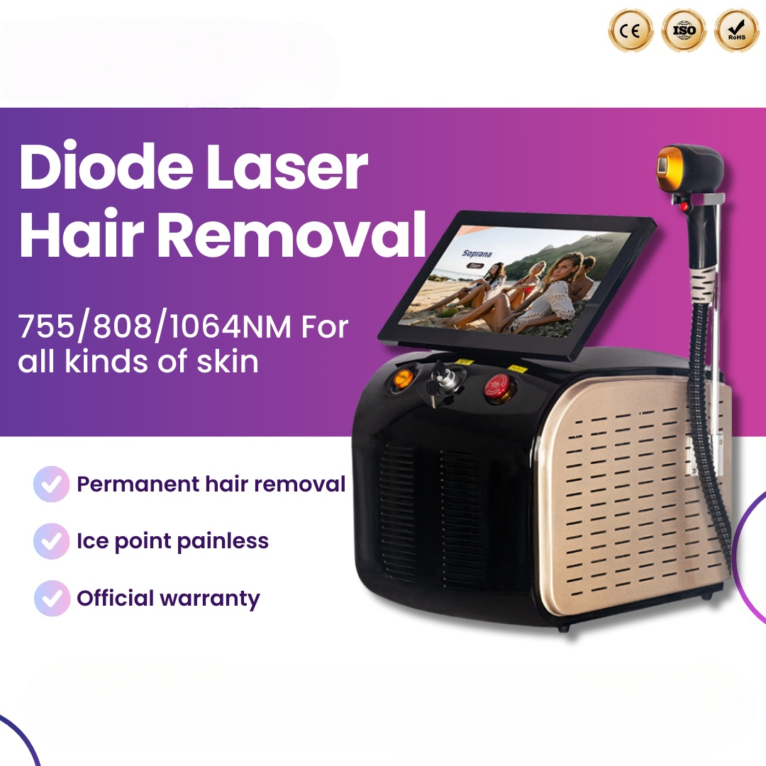 Professional 808nm Laser Epilator Ice Titanium Permanent Hair Removal 3 Wavelengths Diode Laser remove hair Machine for salon