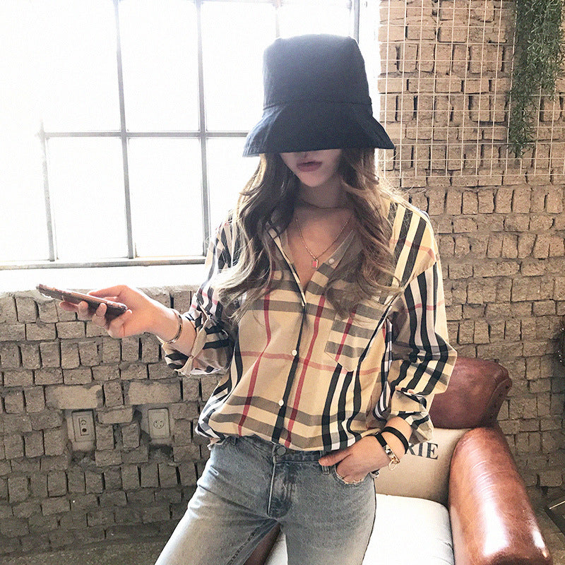 2022 Designer Women&#039;s Blouses Shirts Fashion Classic Summer New Plaid T-Shirt Plus Size CasualLong Sleeve Top