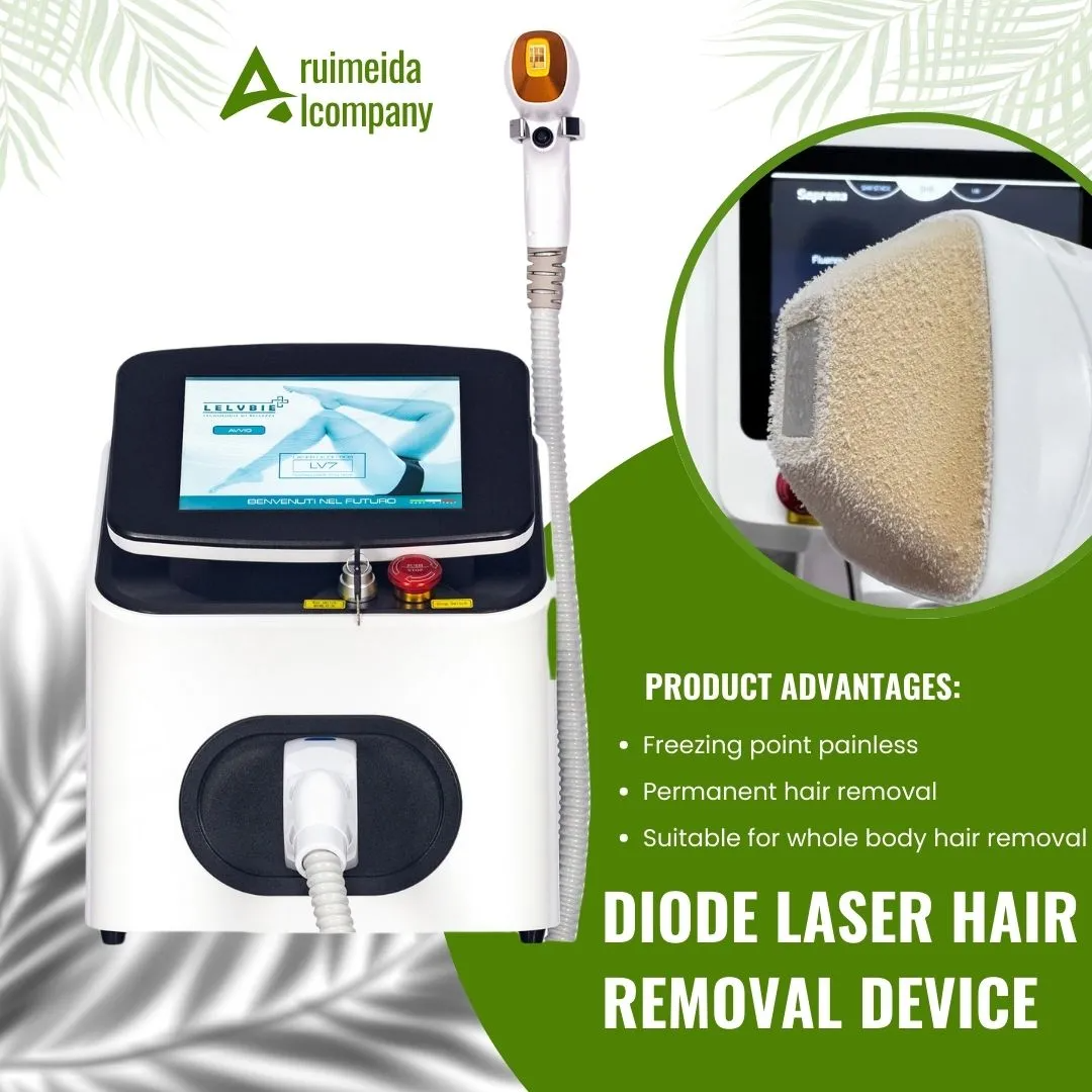 808nm Diode Laser Hair Removal Device with Ice Cooling Technology for Comfortable, Fast and Safe Permanent Hair Removal on All Skin Types