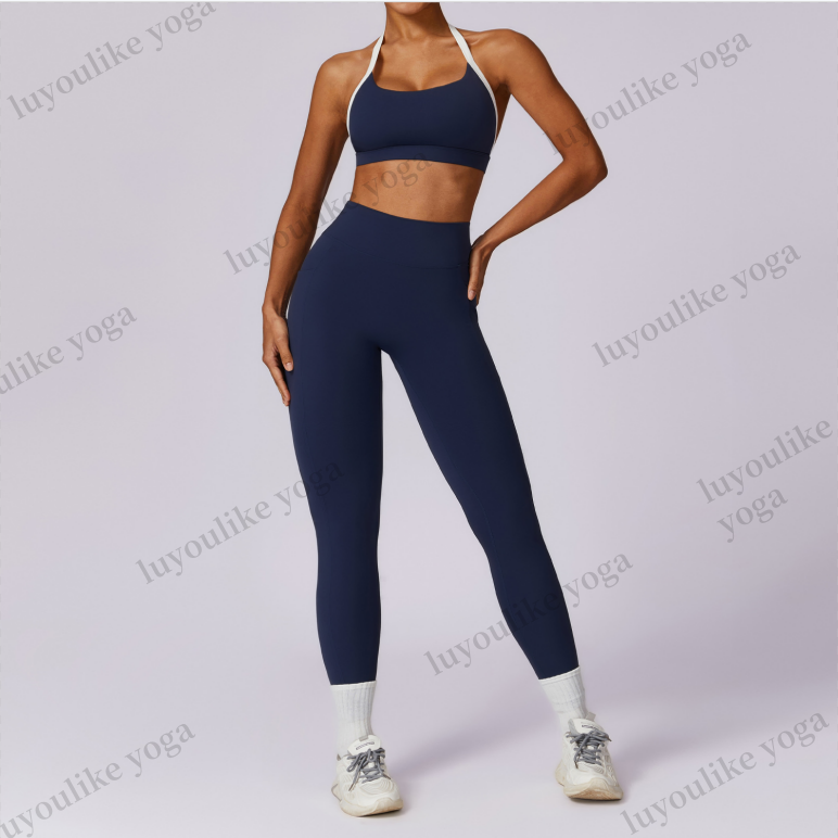 O109 Women Outdoor Sports Yoga Bra Top Pants Set Beauty Back Yoga Suit Leisure Tight Sports Running Fitness Women&#039;s Activewear Set