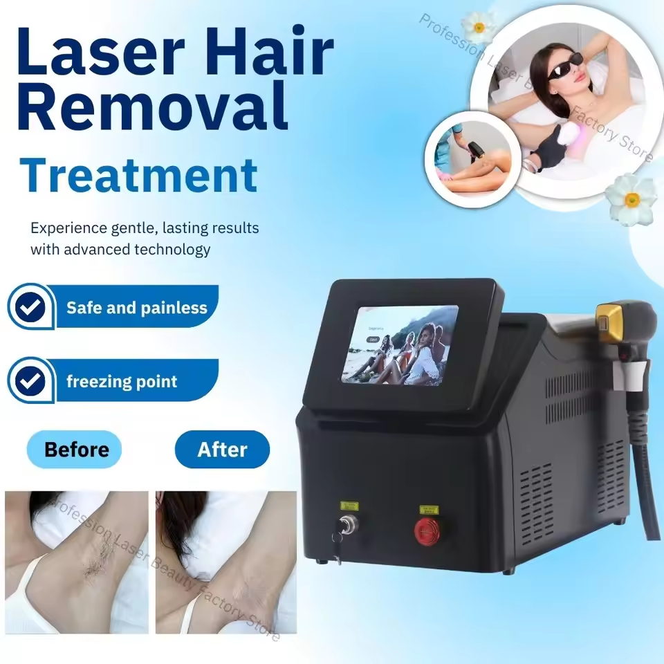 Alexandrite Hair Removal Laser Diode Machine Ice Platinum Body Face Underarm Cooling Head Permanent Painless Epilator