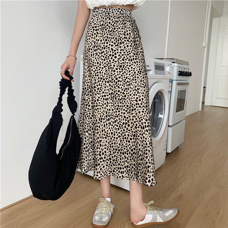 Blackday Womens Skirt Vintage Clothes Long Skirts White Harajuku Summer High Waist Streetwear 2020 Leopard print Fashion Elastic Chiffon