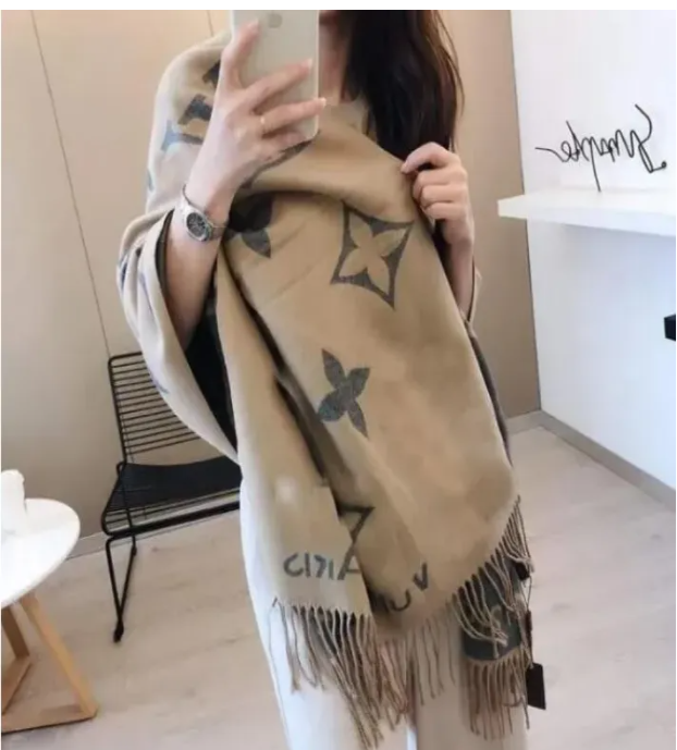 Stylish Women Cashmere Designer Scarf Full Letter Printed Scarves Soft Touch Warm Wraps Autumn Winter Long Shawls brown white a6627