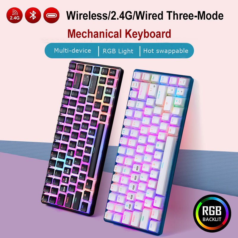 New 84PRO 84 Keys Hotswap Customized Mechanical Keyboard Bluetooth Wireless-2.4G-Wired RGB Gaming Keyboards PBT Pudding Keycaps