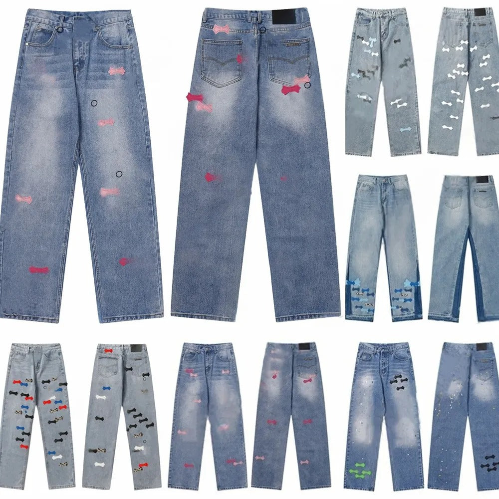 chrome Jeans designer jeans for mens baggy jeans pants men jeans jean Hip Hop High Street Motorcycle cross straight loose zipper fly outdoor Y2k Fas