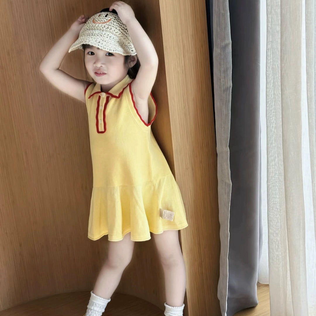D37 Children&#039;s clothing 2025 summer new girls dress children&#039;s stylish baby polo skirt